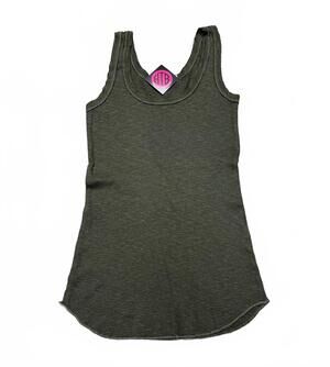 NEW CROWN JEWEL women's thermal scoop tank in olive